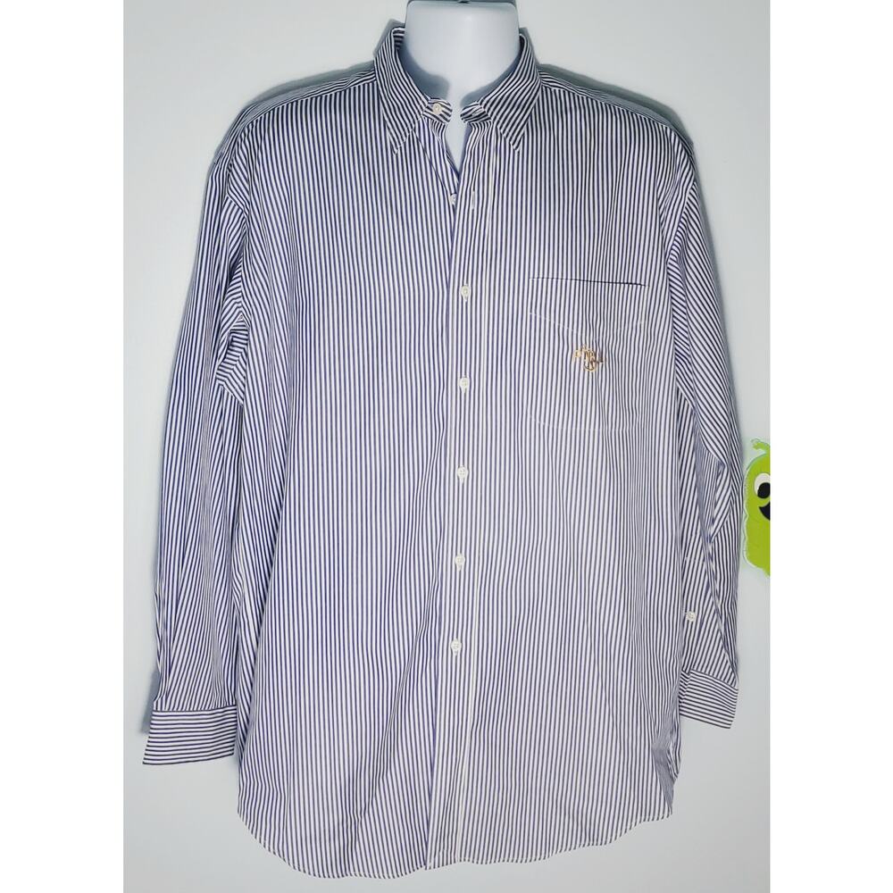 Polo Ralph Lauren Mens Blue White Elliott Dress Shirt Size XL Office Preppy